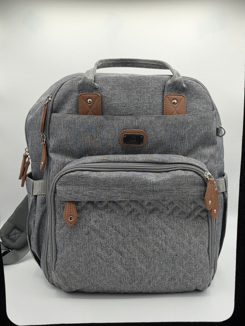 Dikaslon Diaper Bag Backpack Gray Large Baby Travel Bag Stroller Straps